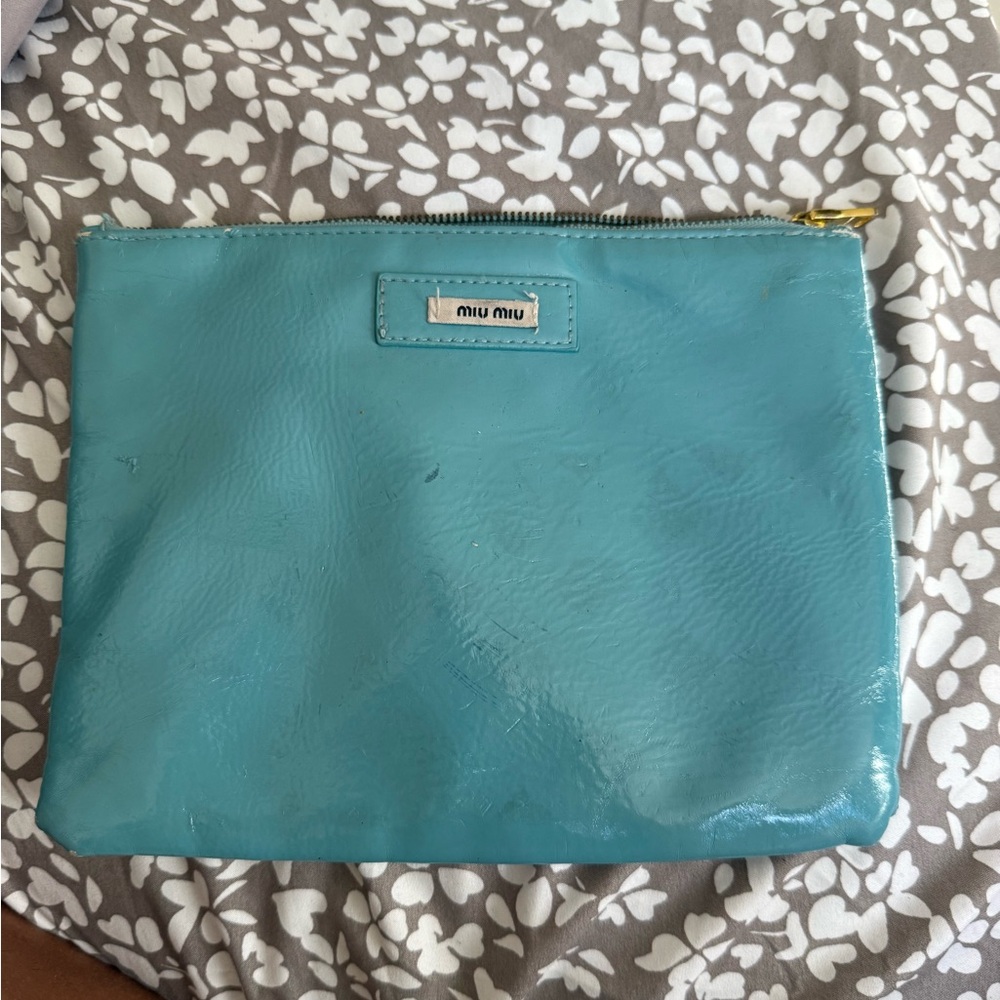Miu Miu Blue Leather Pouch